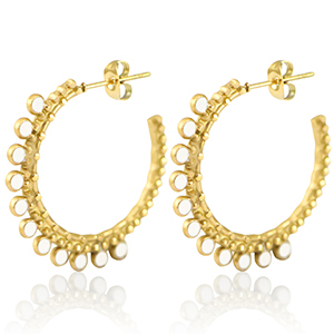 Roestvrij stalen (RVS) Stainless steel oorbellen creolen 30mm Gold-white