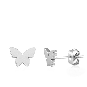 Roestvrij stalen (RVS) Stainless steel oorbellen butterfly Silver