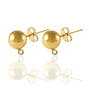 Roestvrij stalen (RVS) Stainless steel oorbellen / oorstekers met oogje 6mm Goud