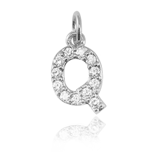 Brass TQ metaal bedels initial Q Silver