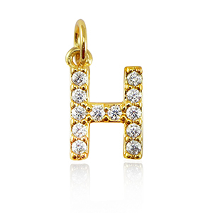 Brass TQ metaal bedels initial H Gold