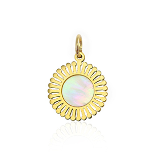 Roestvrij stalen (RVS) Stainless steel bedels schelp 12mm Gold-white (natuurlijke kleur)