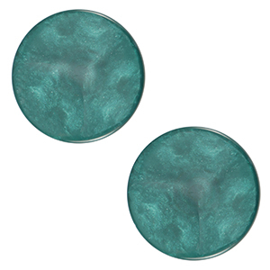 12 mm platte cabochon Polaris Elements Jais Petrol green