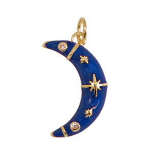 Brass TQ metaal bedels maan enamel Gold-blue