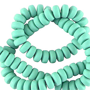 Polymeer kralen rondellen 7mm Turquoise green