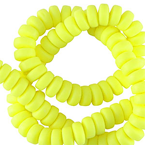 Polymeer kralen rondellen 7mm Neon yellow