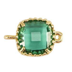 Tussenstukken van crystal glas vierkant Emerald green-gold