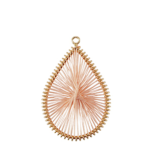 Gehaakte hanger met macram&eacute; draad druppel Gold-pink