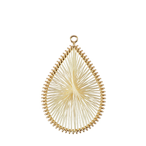 Gehaakte hanger met macram&eacute; draad druppel Gold-off white