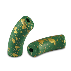 Acryl kralen tube matt Dark green-gold