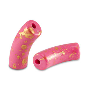 Acryl kralen tube shiny Pink-gold