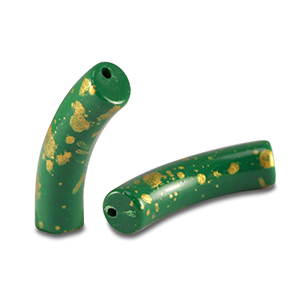 Acryl kralen tube shiny Dark green-gold