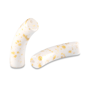 Acryl kralen tube shiny White-gold