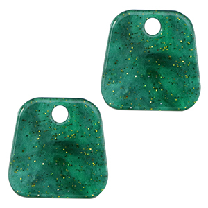 Resin hangers trapezium glitter Multicolor green