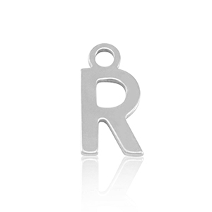 Roestvrij stalen (RVS) Stainless steel bedels initial R Silver