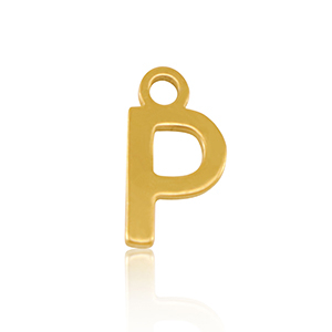 Roestvrij stalen (RVS) Stainless steel bedels initial P Gold