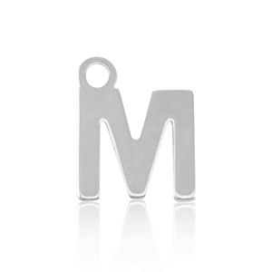 Roestvrij stalen (RVS) Stainless steel bedels initial M Silver