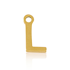 Roestvrij stalen (RVS) Stainless steel bedels initial L Gold