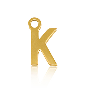 Roestvrij stalen (RVS) Stainless steel bedels initial K Gold