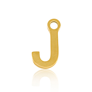 Roestvrij stalen (RVS) Stainless steel bedels initial J Gold