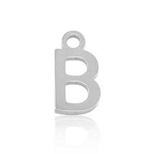 Roestvrij stalen (RVS) Stainless steel bedels initial B Silver