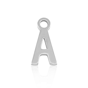 Roestvrij stalen (RVS) Stainless steel bedels initial A Silver