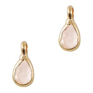 Hangers van crystal glas druppel Light pink-gold