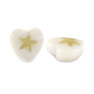 Glaskralen hart shell look star White-gold