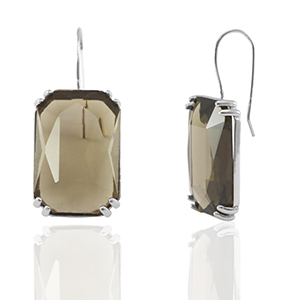 Oorbellen / oorstekers van Crystal Glass rechthoek Brown-silver