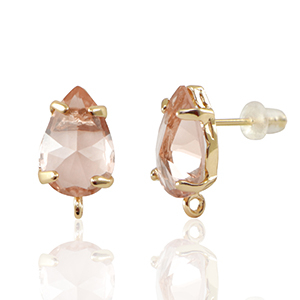 Oorbellen / oorstekers van Crystal Glass met oogje druppel Peach-gold