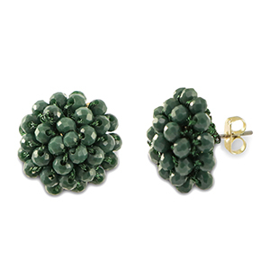 Top facet oorbellen met oogje Dark green