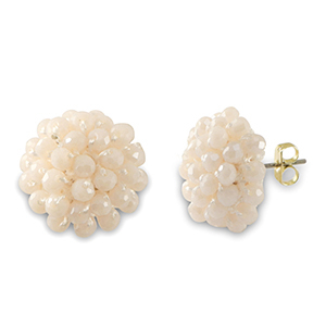 Top facet oorbellen met oogje Nude pink