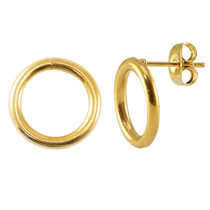 Roestvrij stalen (RVS) Stainless steel onderdelen oorbellen / oorstekers 14mm Gold