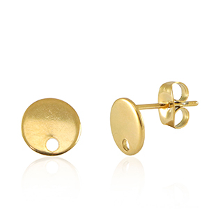 Roestvrij stalen (RVS) Stainless steel onderdelen oorbellen / oorstekers met oogje 8mm Gold