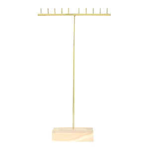 Sieraad display T-vorm met houten voet voor kettingen Natural-gold