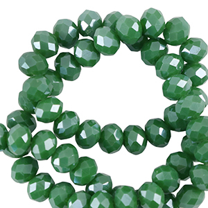 Top Facet kralen 4x3mm disc Nile green-pearl shine coating