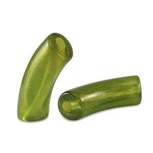 Acryl tube kralen shiny Golden olive green