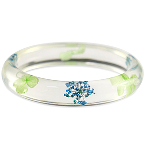 Trendy armbanden met gedroogde bloemetjes Green blue