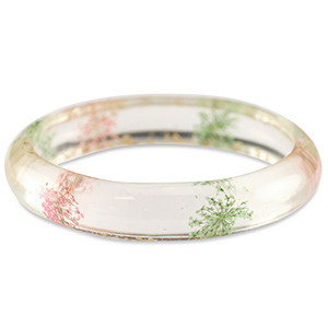 Trendy armbanden met gedroogde bloemetjes Light pink green-gold