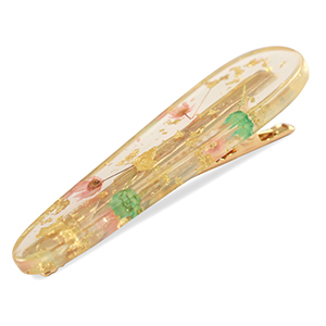 Haaraccessoires haarclip met gedroogde bloemetjes Light pink green-gold