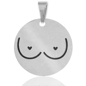 Roestvrij stalen (RVS) Stainless steel bedels borsten Zilver