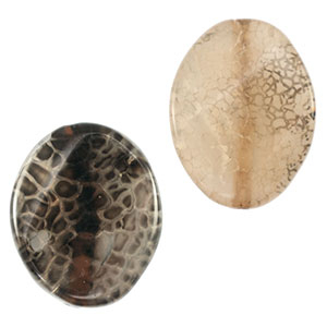 Half edelsteen kralen ovaal Topaz grey 