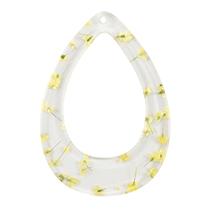 Resin hangers met gedroogde bloemetjes druppel Yellow