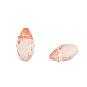Acryl kralen druppel Salmon pink transparent