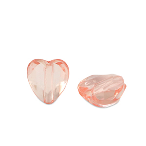 Acryl kralen hart Salmon pink transparent