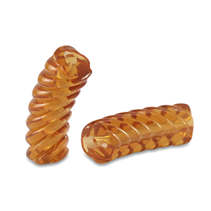 Acryl tube kralen twisted Transparent topaz brown