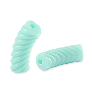 Acryl tube kralen twisted Soft turquoise blue