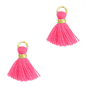Kwastjes 1.2cm Gold-fuchsia neon pink