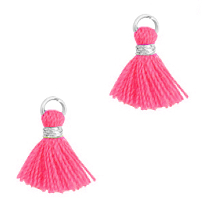 Kwastjes 1.2cm Silver-fuchsia neon pink