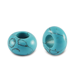 Natuursteen kralen rondellen 14mm Turquoise blue